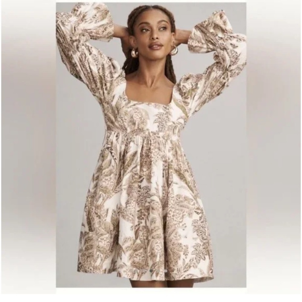 Anthropologie Pilcro Square Neck‎ Corduroy Babydoll Mini Dress. Size Medium. NWT